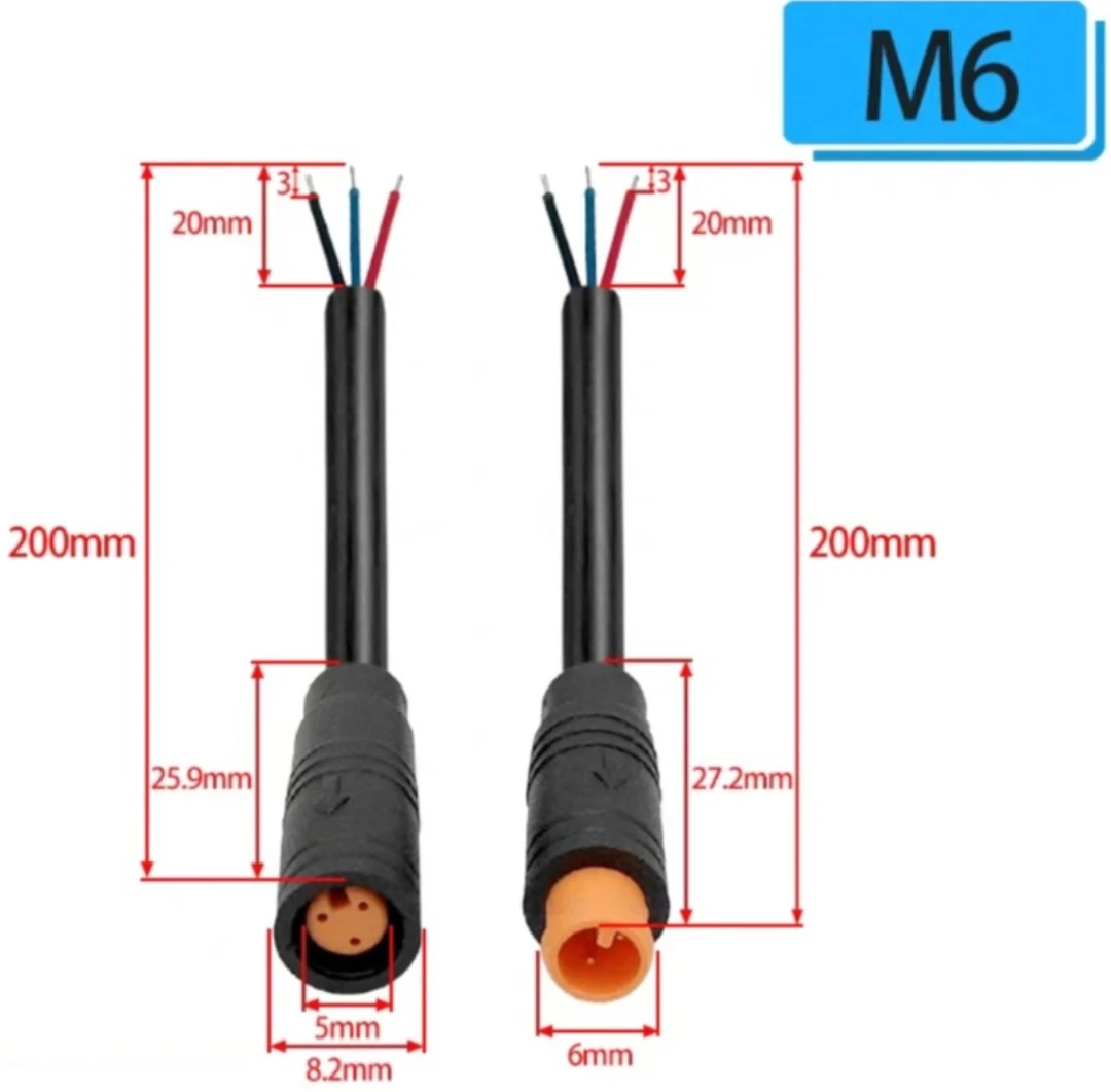 1 Paar 2-6 Pin M6 Elektrofahrrad-Verbindungsstecker, Verdrahtungsleitung, Roller-Bremskabel-Stecker, Signalverbindungssensor-Kabel 20CM – Detail 13