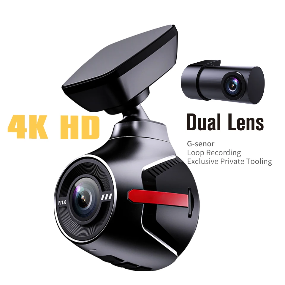 Upgraded 4K car camera Wi-Fi dual-lens driving recorder 24/7