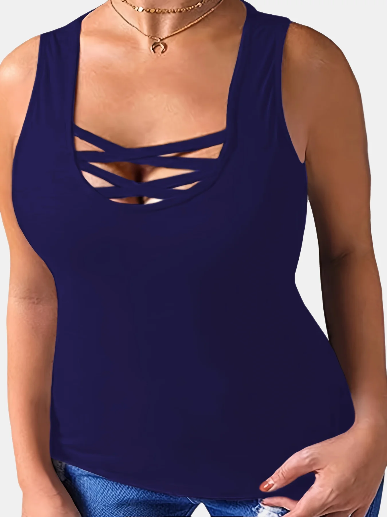 Plus Size Womens Tank Tops Summer Sleeveless Shirts Criss Cross Casual Basic Tee Shirts Tops Blouses Plus Size Women Clothing