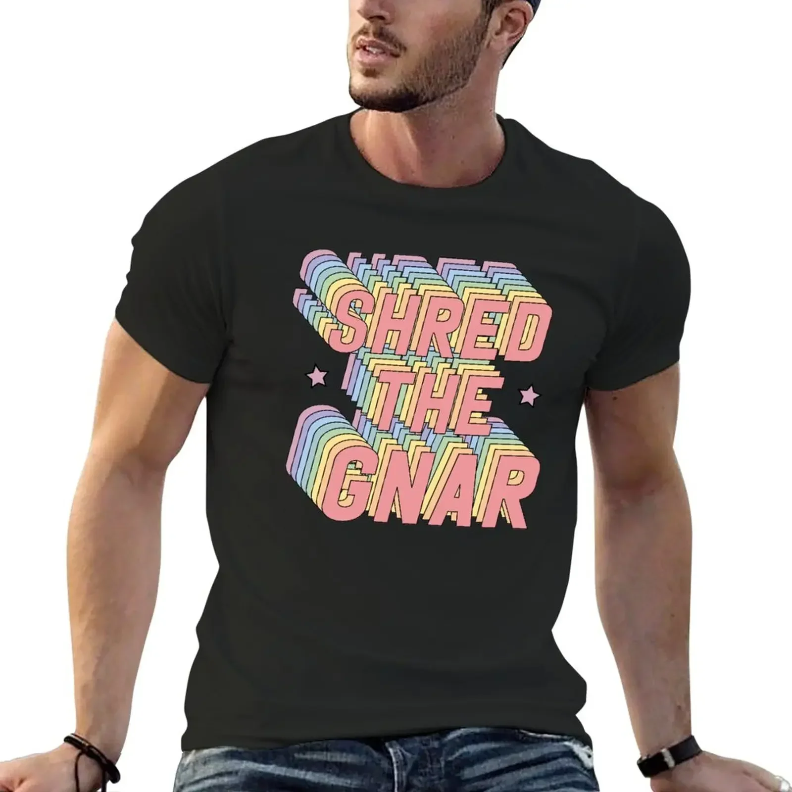 Shred the Gnar Snowboarding Surfing Rainbow Pastel T-Shirt hippie clothes customizeds new edition t shirts men