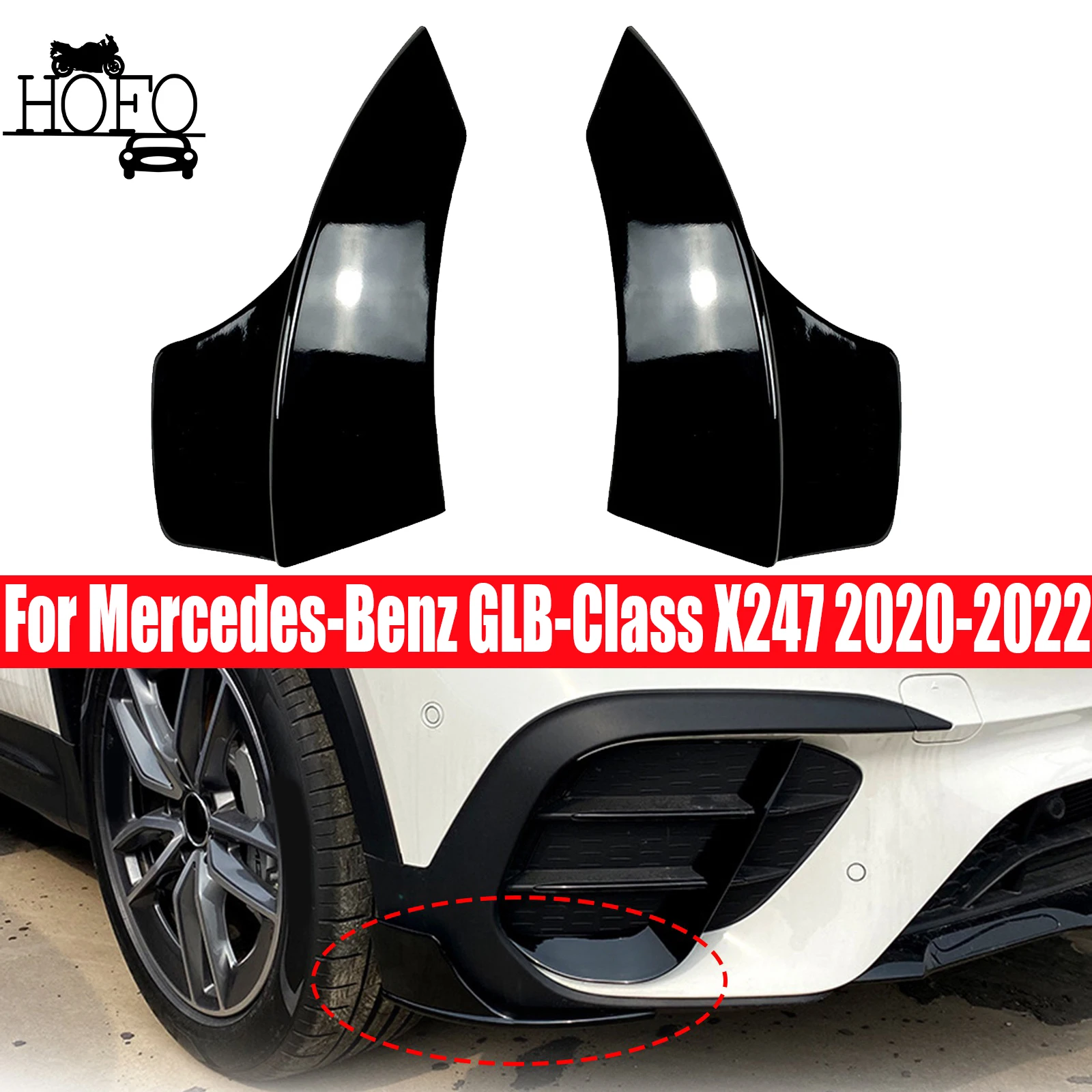 

For Mercedes-Benz GLB-Class X247 2020-2022 Front Bumper Canards Spoiler Lip Side Splitters