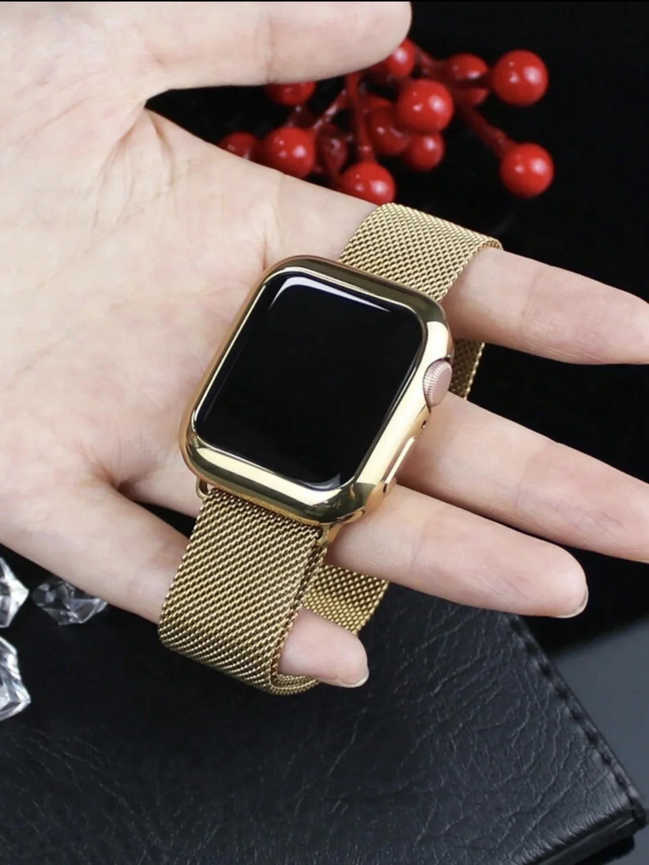 ممتاز 2 in1 الذهب الفرقة واقية شل الحال بالنسبة لساعة أبل غطاء حزام سلسلة 10/9/8/7 38 مللي متر 40 مللي متر 41 مللي متر 42 مللي متر 44 مللي متر 45 مللي متر 46 مللي متر