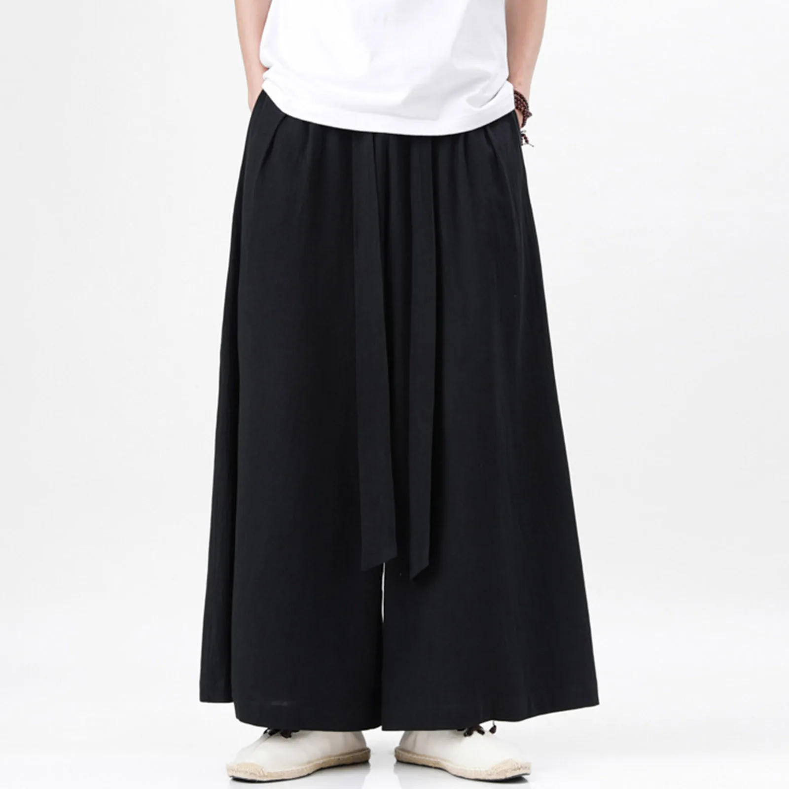 

Chinese Style Men's Baggy Harem Pants 2025 New Fashion Drawstring Male Casual Loose Trousers Summer Men Wide Leg Jogging Pants
