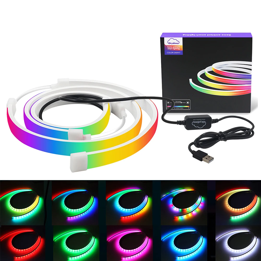 

5V USB RGB WS2811B LED Neon Display PC Backlight Strip Light Atmosphere Screen APP Music Sync Decor Kit for Party Gaming Room