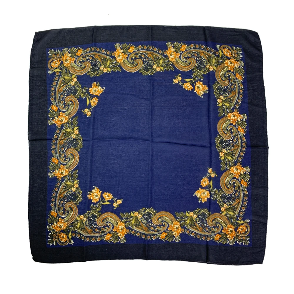 70*70cm sciarpa quadrata floreale russa donna fiore di lusso stampato Bandana Babushka fazzoletto testa avvolge sciarpe fascia donna