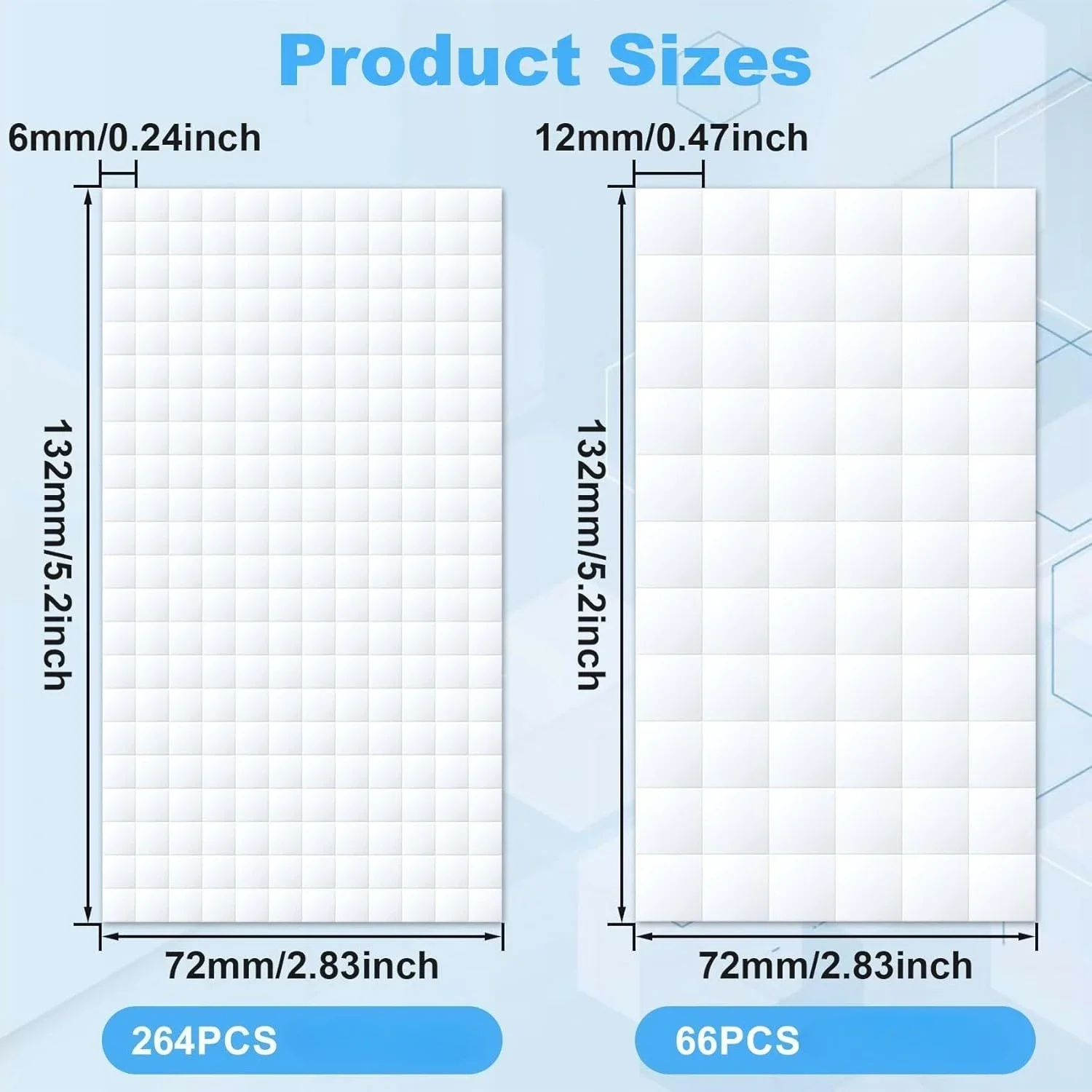 Foam adhesive square sheet, double-sided self-adhesive dots, pre-cut square strip-shaped foam tape, suitable for DIY art