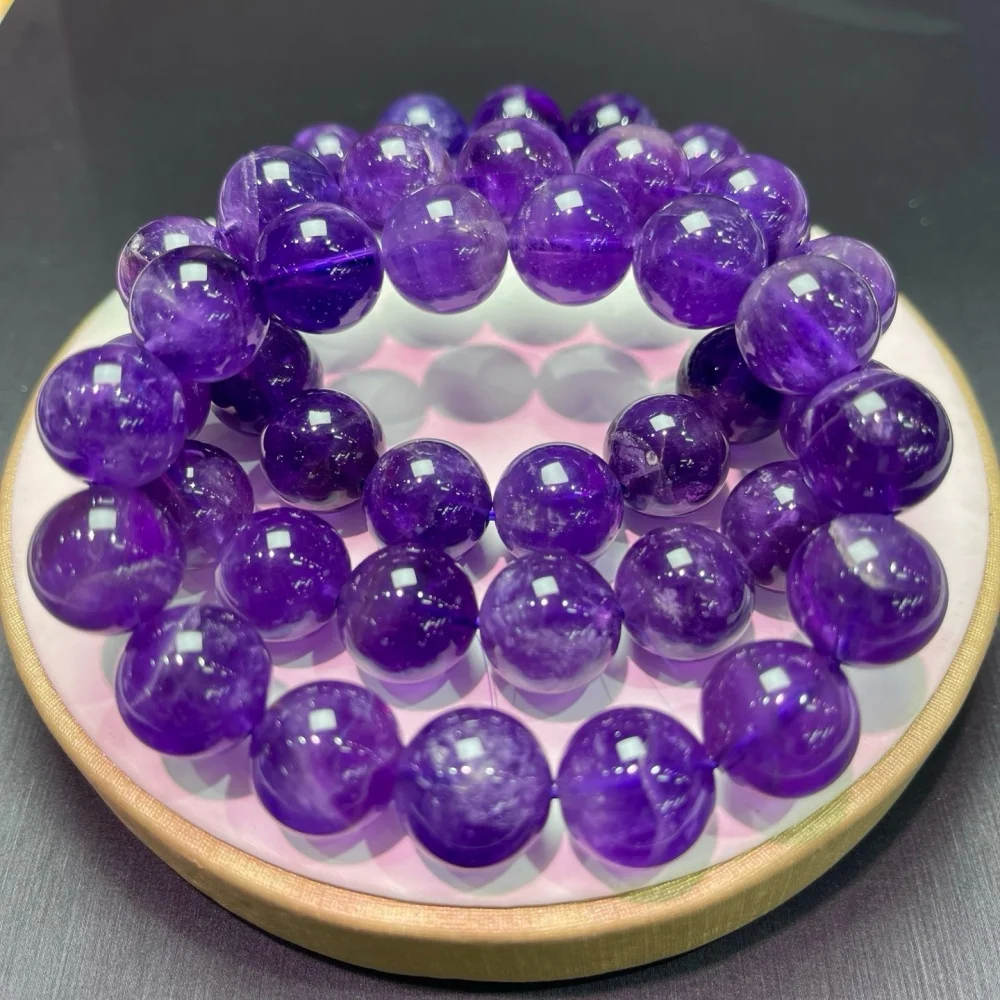 

13MM Natural Amethyst Bracelet Crystal For Women Fortune Energy Mineral Amulet Jewelry Healing Gift 1pcs