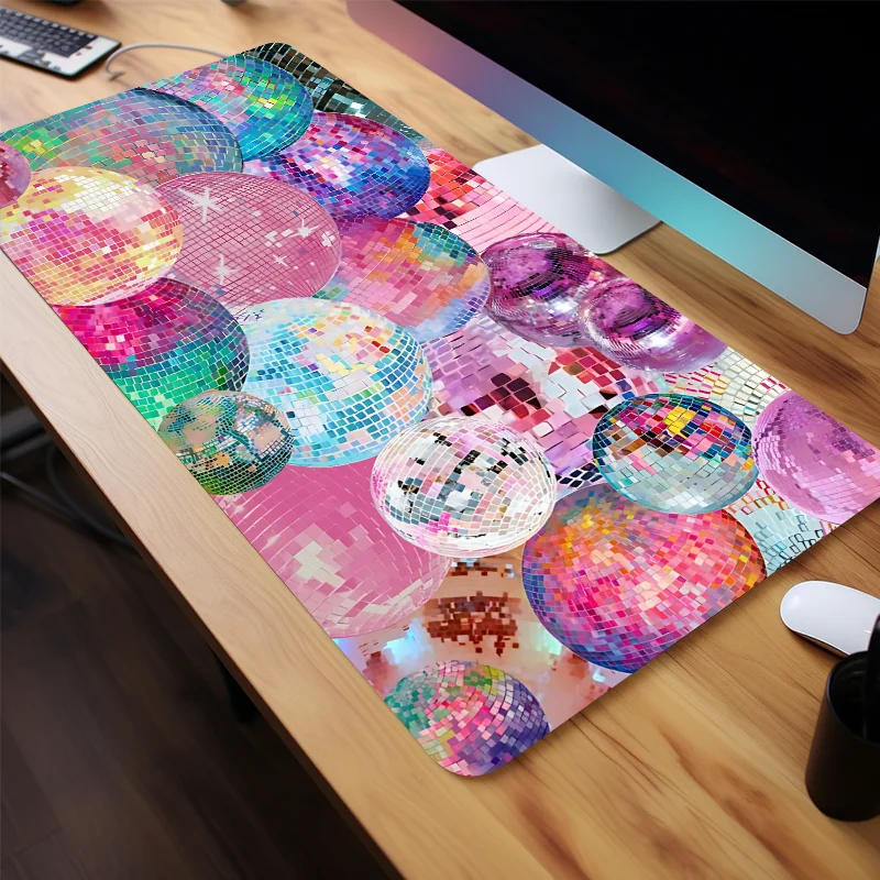 Colorful Disco Balls Mouse Pad Funky Party Vibes Large Desk Pad Natural Rubber Anti Slip Office Desk Pad Perfect Gift For Friend