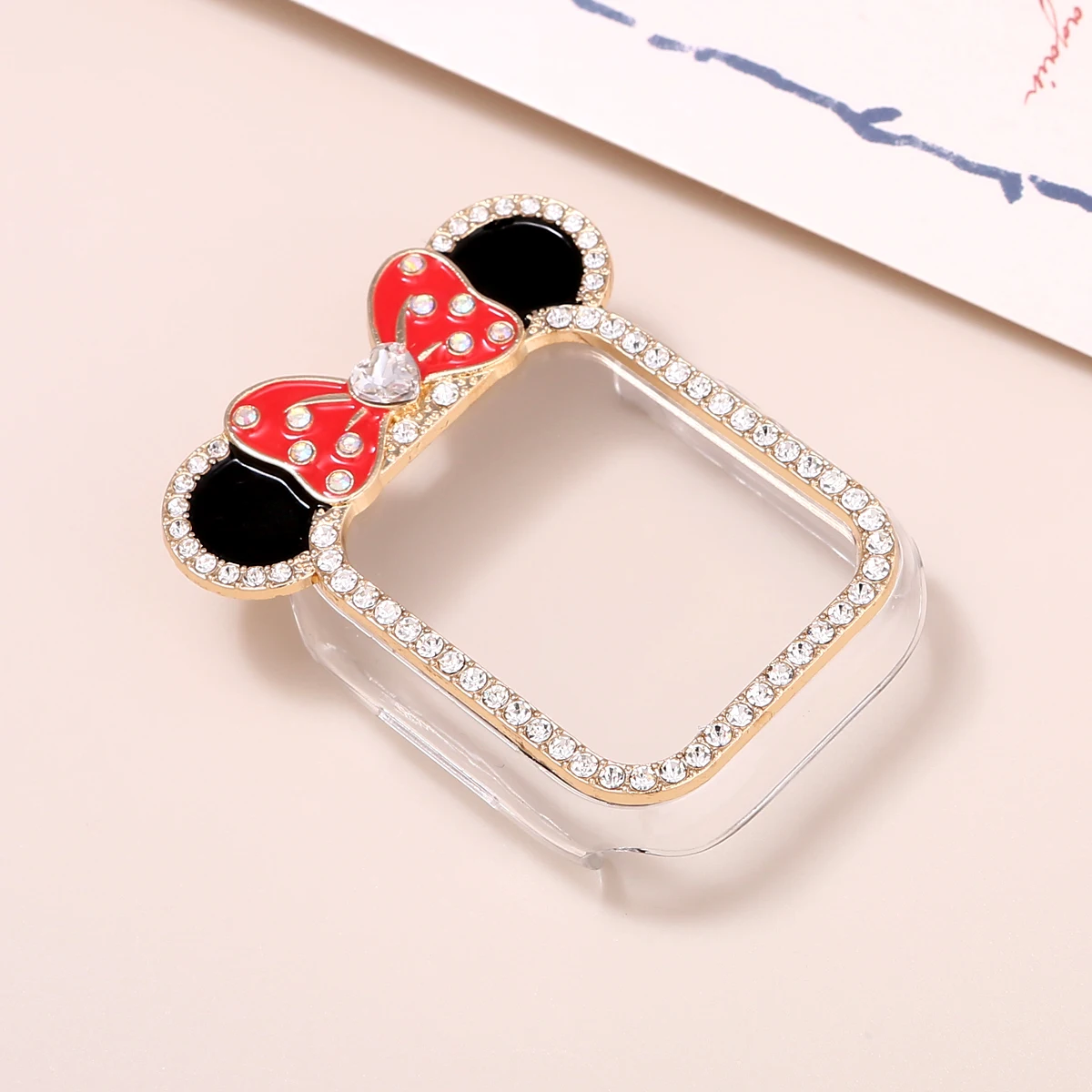 Protective Case for Apple Watch series 9 8 7 Rhinestone Women Fashion Cute Cartoon Animals Frame Cover iWatch Series 41mm 45mm