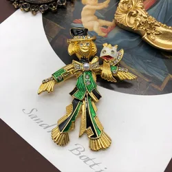 Shmik Vintage Women Men Middle Design Scarecrow Enamel Brooches Pins Retro Baroque Palace Unisex Clothing Coat Badges Buckle