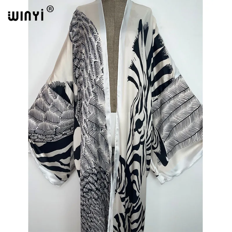 2022 WINYI Summer party Beach Wear Swim Suit Cover up Africa women boho Cardigan stitch colorful sexy Holiday long Sleeve Kimono