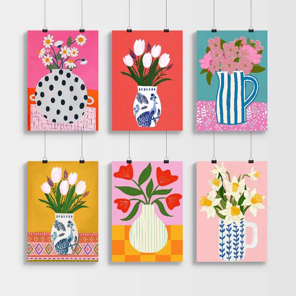 Frameless1pc Flower Market Vase Floral Plant Classic Vintage Posters HD Quality Wall Art Retro Posters For Home Room Wall Decor view 3