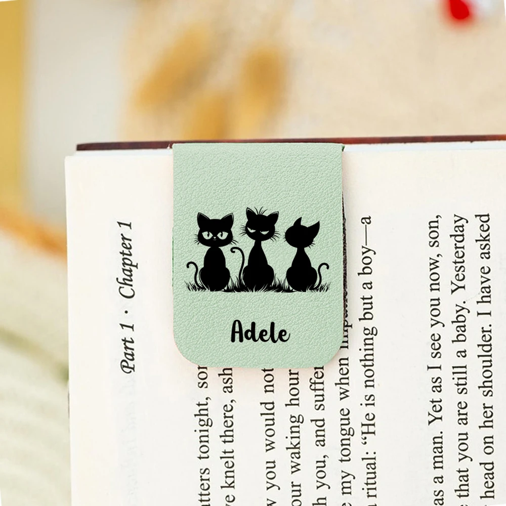 1PC NEW Cat  Personalized Name UV Print Aqua Blue Book Clip For Children Gifts