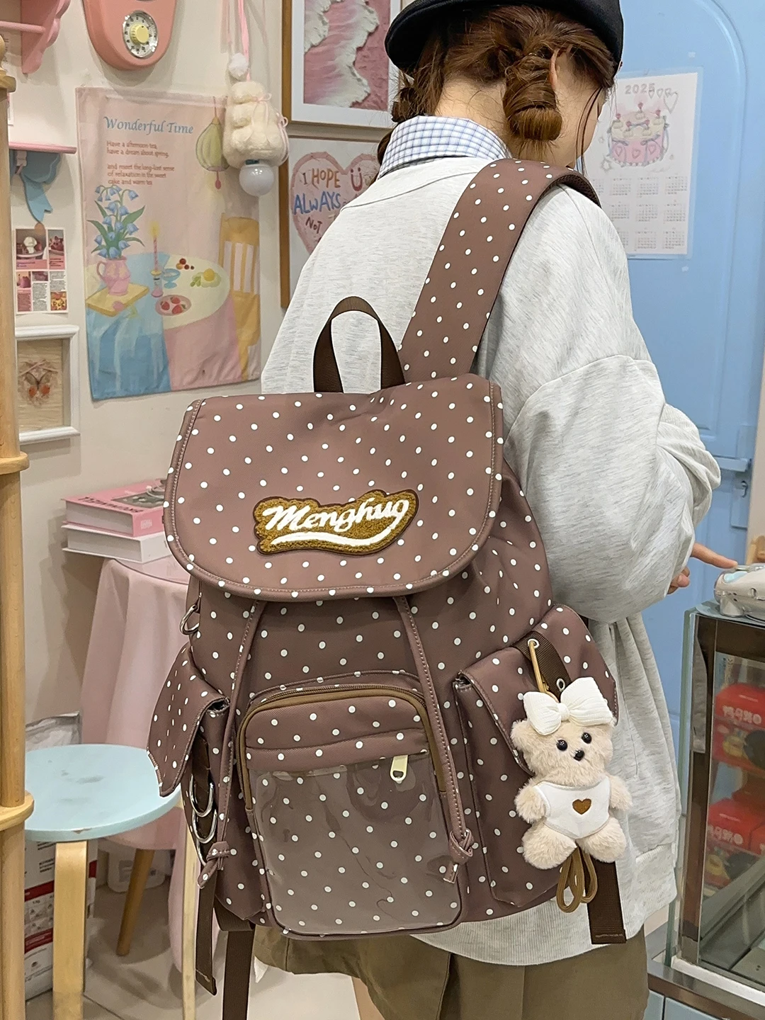 حقيبة ظهر أصلية يومية على طراز الكلية حقيبة كروس شفافة في الحرم الجامعي حقيبة ذات سعة كبيرة للسيدات