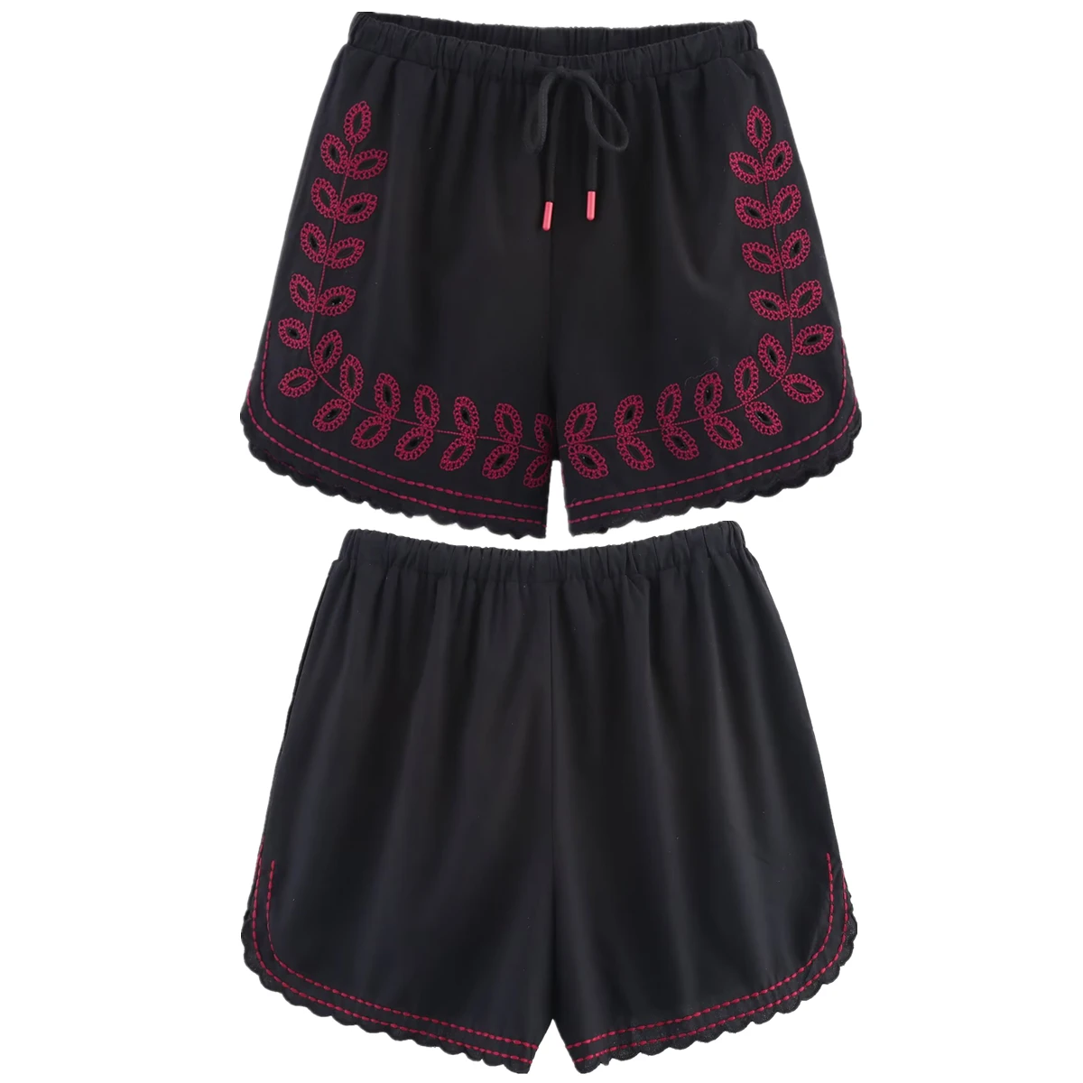 

Maxdutti Minimalist Cotton Embroidered Shorts French Bohemian Flower Embroidered Harem Pants Summer Bermuda Shorts Women