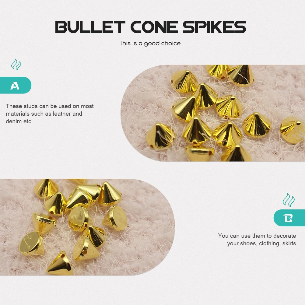 

300 pcs Hand Sewing Clothing Accessories Bullet Cone Spikes Punk Style DIY Rivets for Shoes Denim Decoration Beaded