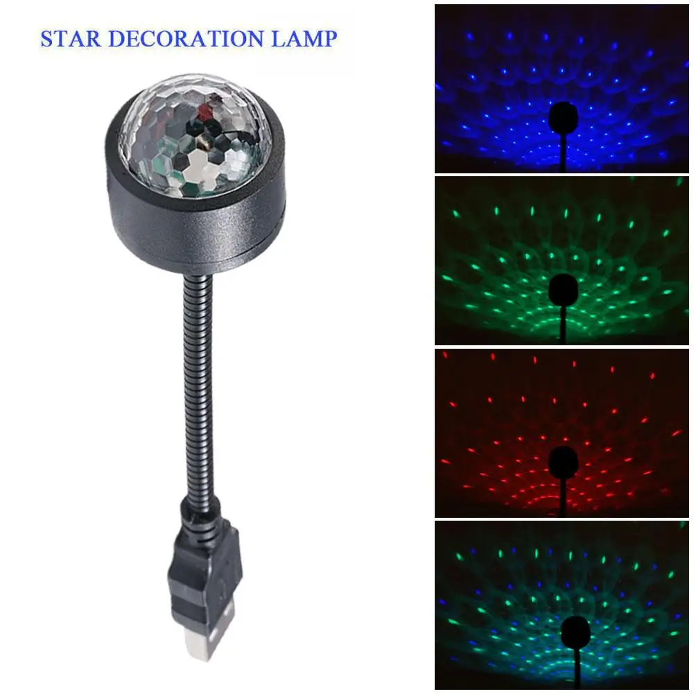 

Multicolor Sound Activated USB LED Starry Sky Projector Lamp Ceiling Ambient Galaxy Atmosphere Lights Star Roof Car Car Dec T7G7