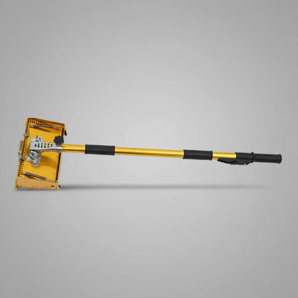 Professional Adjustable Drywall Flat Finishing Box Tool with Extendable Rod, 30°/90° Angle Scraping Head for Wall & Ceiling Putty Application, Aluminum Alloy Hand Tool for DIY & Decorators