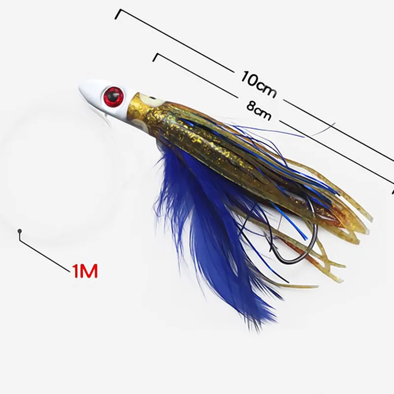 Bazooka 10g/18g/26g/34g Octopus Squid Skirts Fishing Lure Marlin Tuna Dolphin Big Game Saltwater Trolling Resin Head Pesca Bait