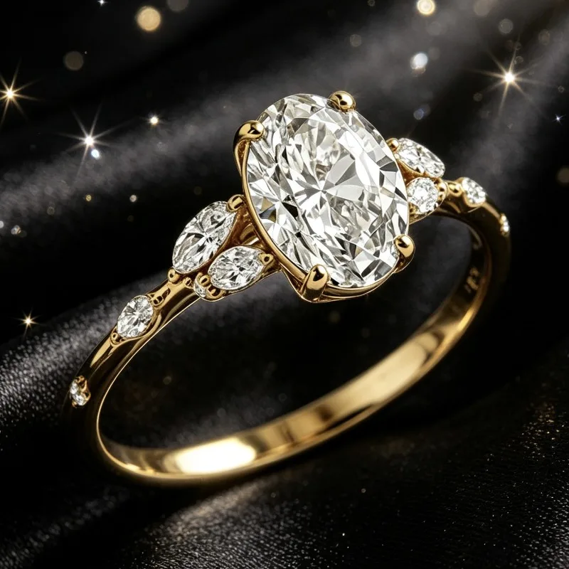 New Egg Shaped Zircon Ring Fashion Hot Sale Sweet Romantic Wedding Engagement Jewelry