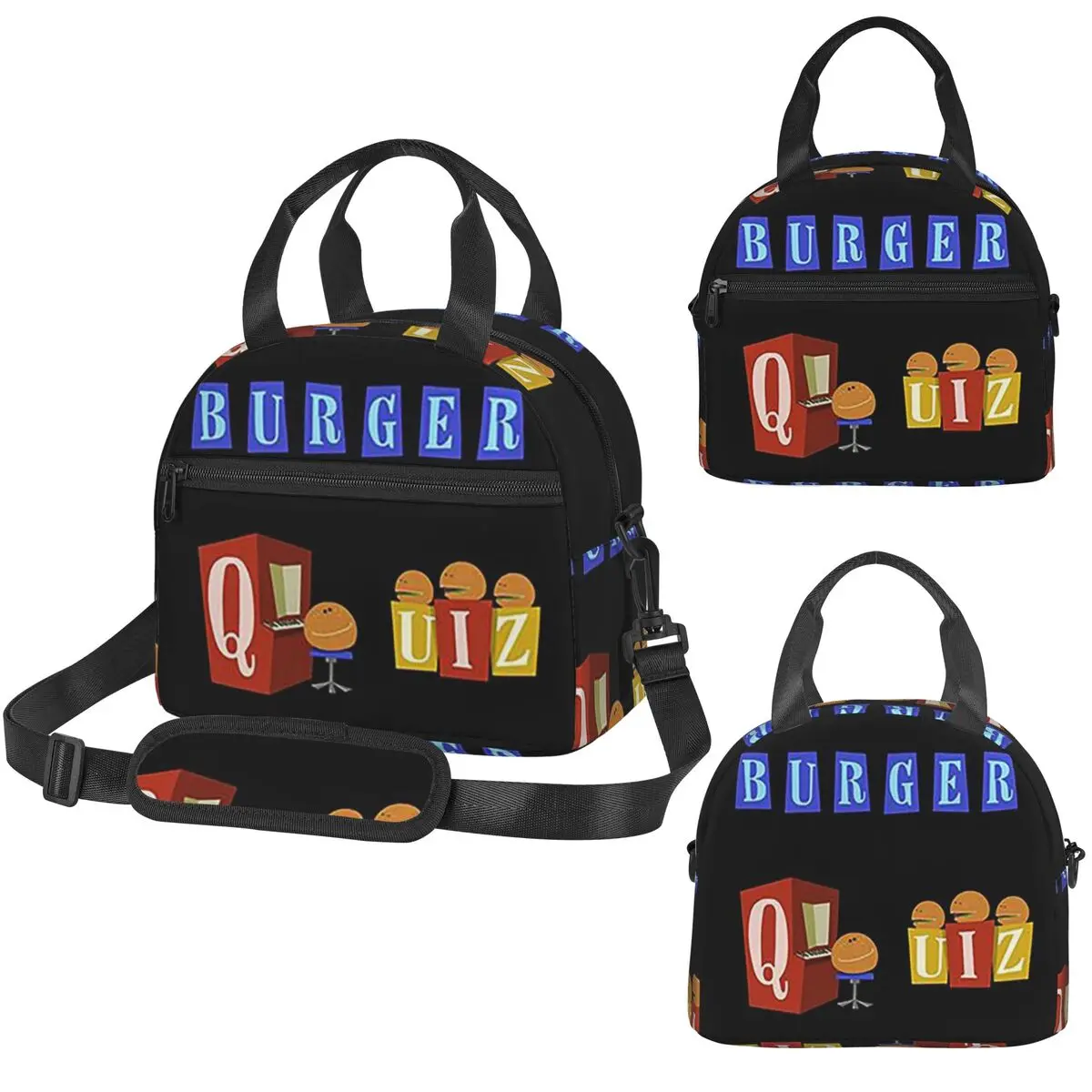

Термосумка для обедов Burger Quiz с новым логотипом, изолированная, для женщин и детей, портативная, для еды, термосумка-тоут