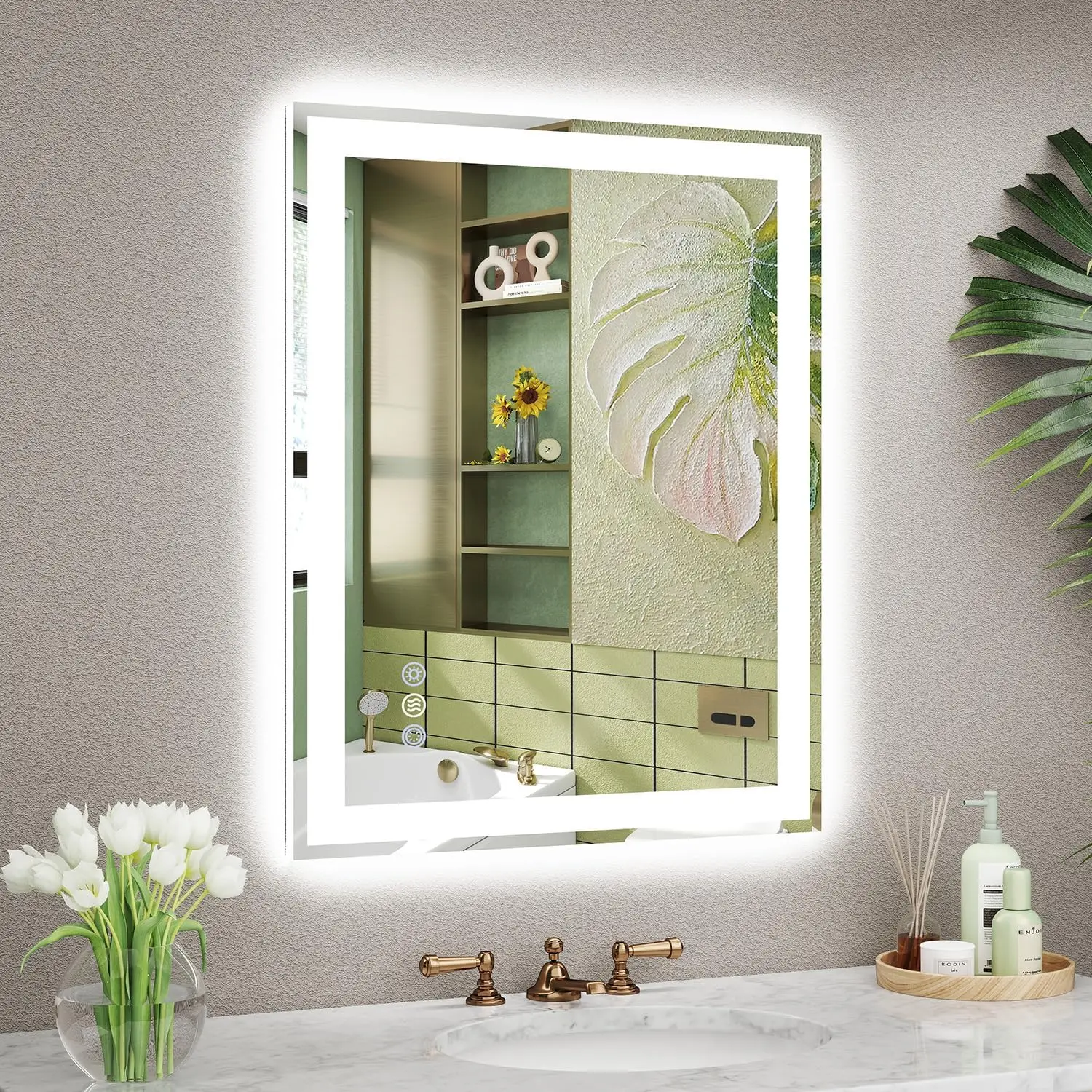 24x30 LED Bathroom Mirror, 6000LM, Separate Front and Back Lights | UL Certified,Shatter-Resistant Tempered Glass,Auto-Off