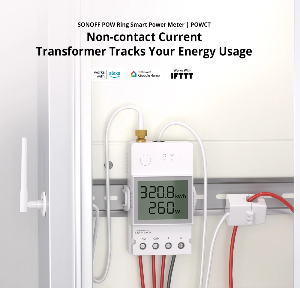 Imagem -02 - Sonoff-powct Ring Smart Power Meter Esp32 Chip Current Transformer 100a Energy Monitor Control Funciona com Alexa Ifttt