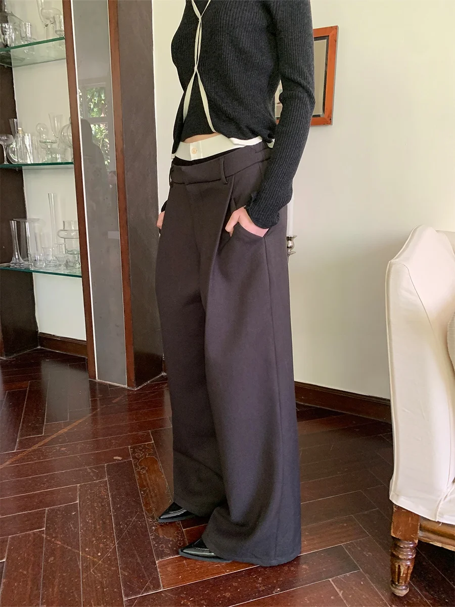 

Широкие брюки DKZ для женщин, свободные повседневные брюки для работы, длинные брюки со средней талией из полиэстера