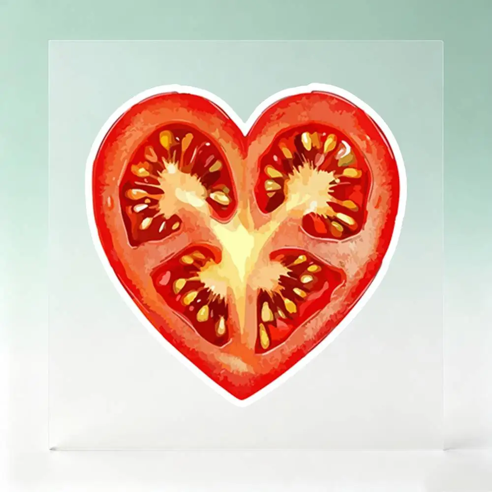 Heart Tomato Slice Casual Waterproof Stickers For Decorating Car Windows Motorcycles And Computers.