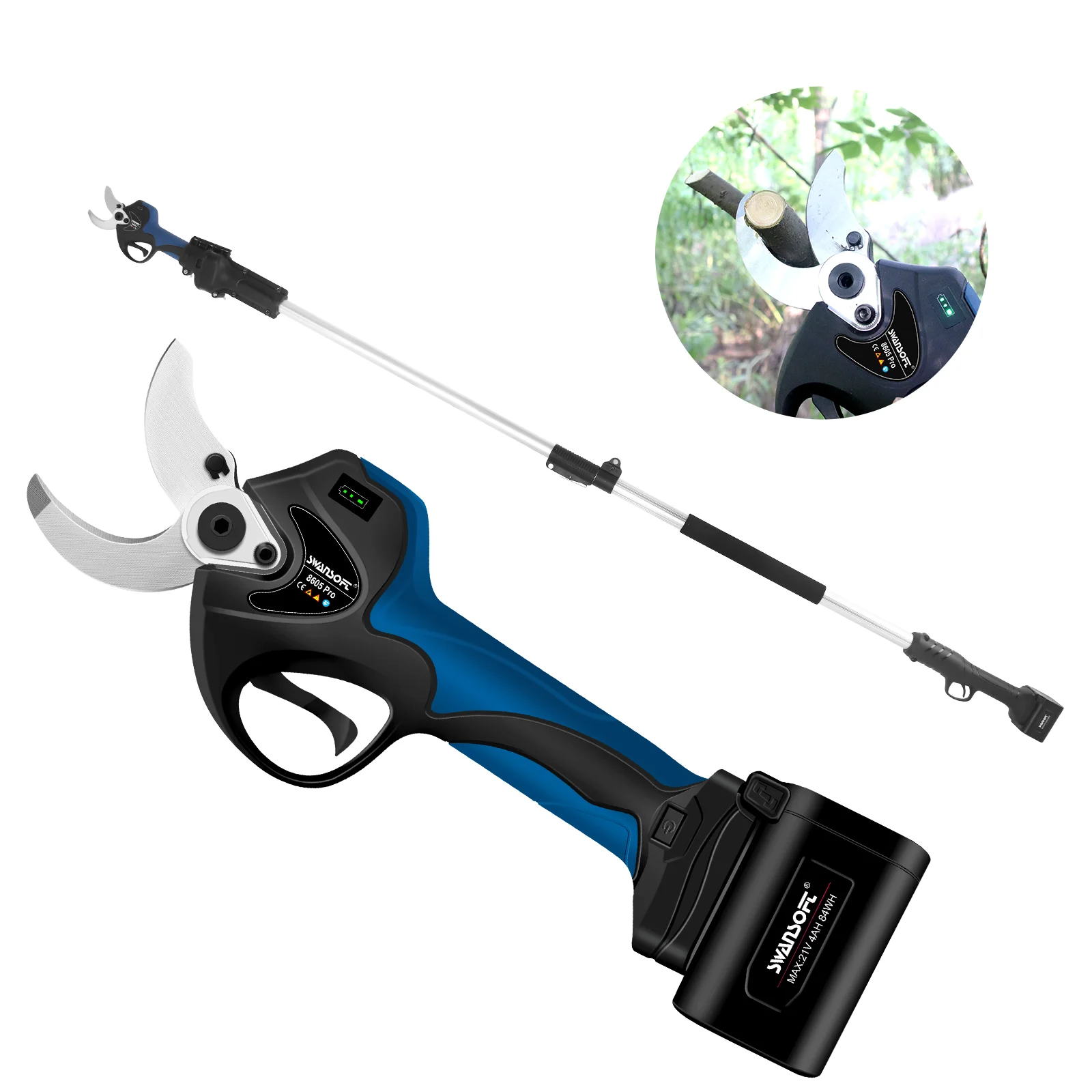 Portable Cordless Electric Pruning Shears Rechargeable Battery Powered Tree Branch Pruner Garden Clippers 28mm Cutting Diameter