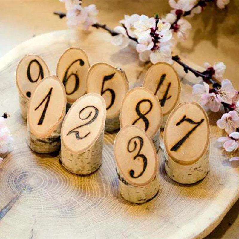 Wooden Number Plate Personalized Table Decorations Number Mark The Heart Of Place Table Decor Place Card Wedding European style