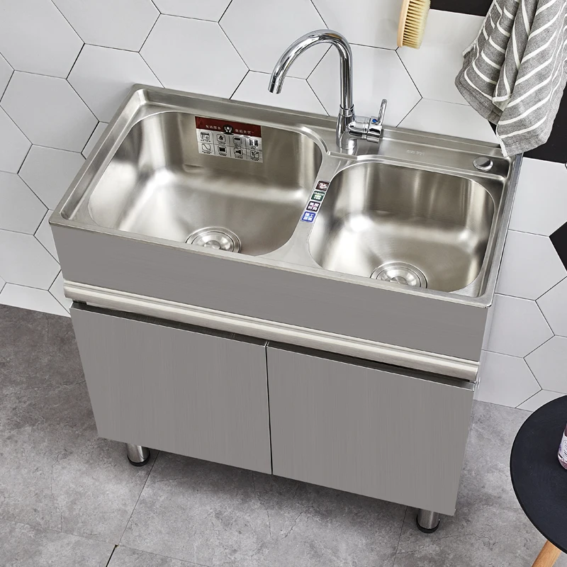 

Stainless Steel Balcony Cabinet Laundry Cabinet Bathroom Cabinet Washbasin Laundry Pool Kitchen 304 Sink Vegetable Pool Basin