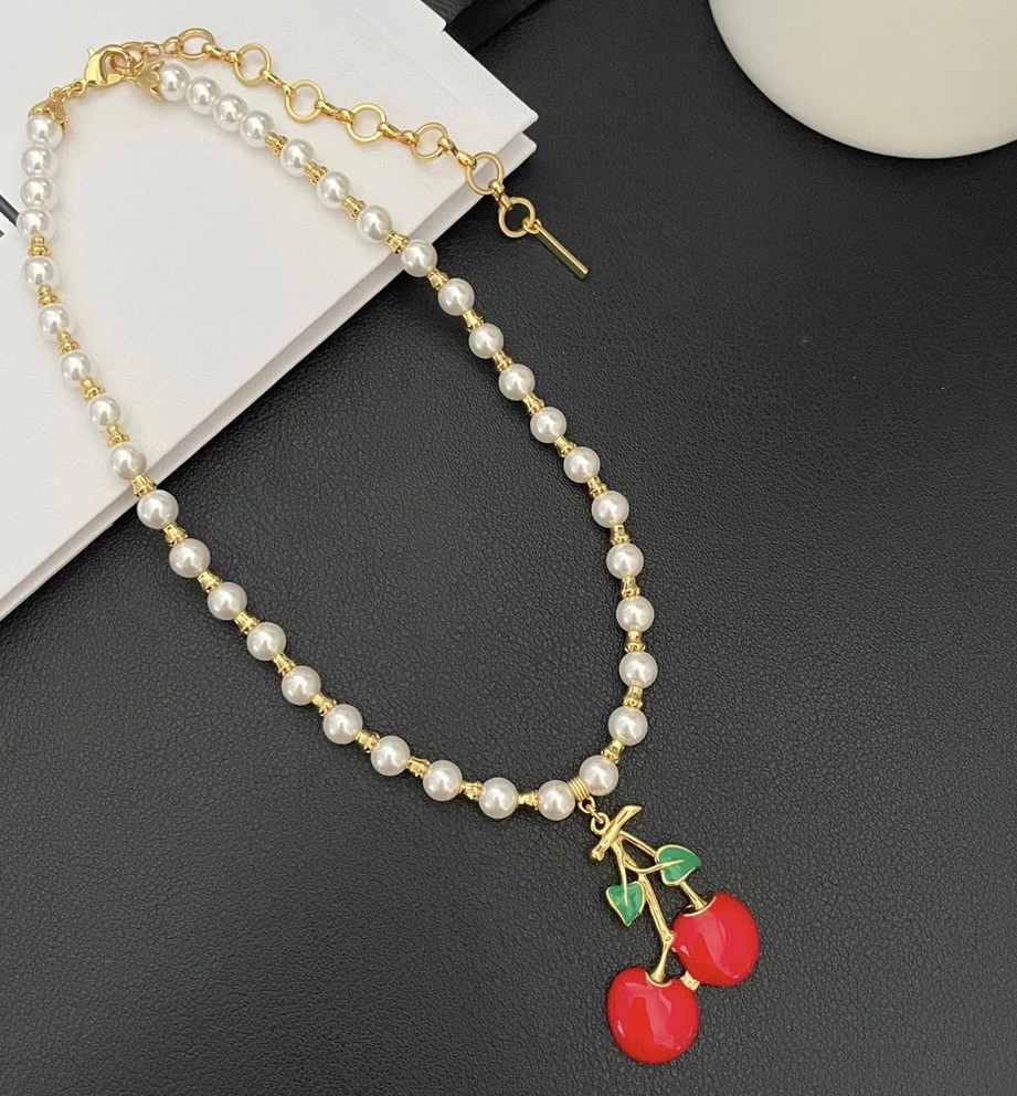 Necklace Temperament Light Luxury Fashion Cherry Sweet For Women Collares Para Mujer Collar Jewelry Collier Femme Pendant