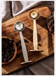 Stainless Steel Stand Tamper Spoon Tools 2 In 1 Coffee Scoop Portable Coffee Powder Measuring Scoops coffee accessories