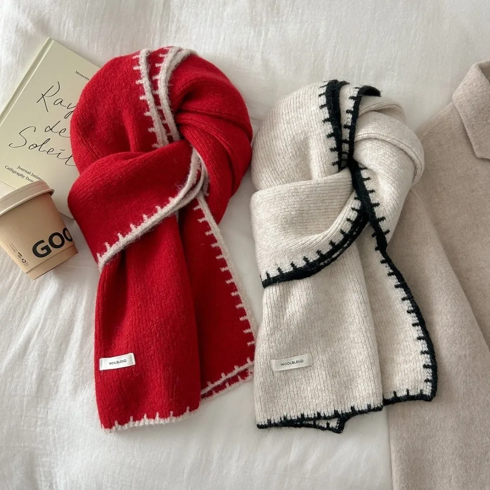 

New Knitted Neck Warmer Windproof Coldproof Neckerchief Solid Color Warm Scarves Bib Autumn and Winter