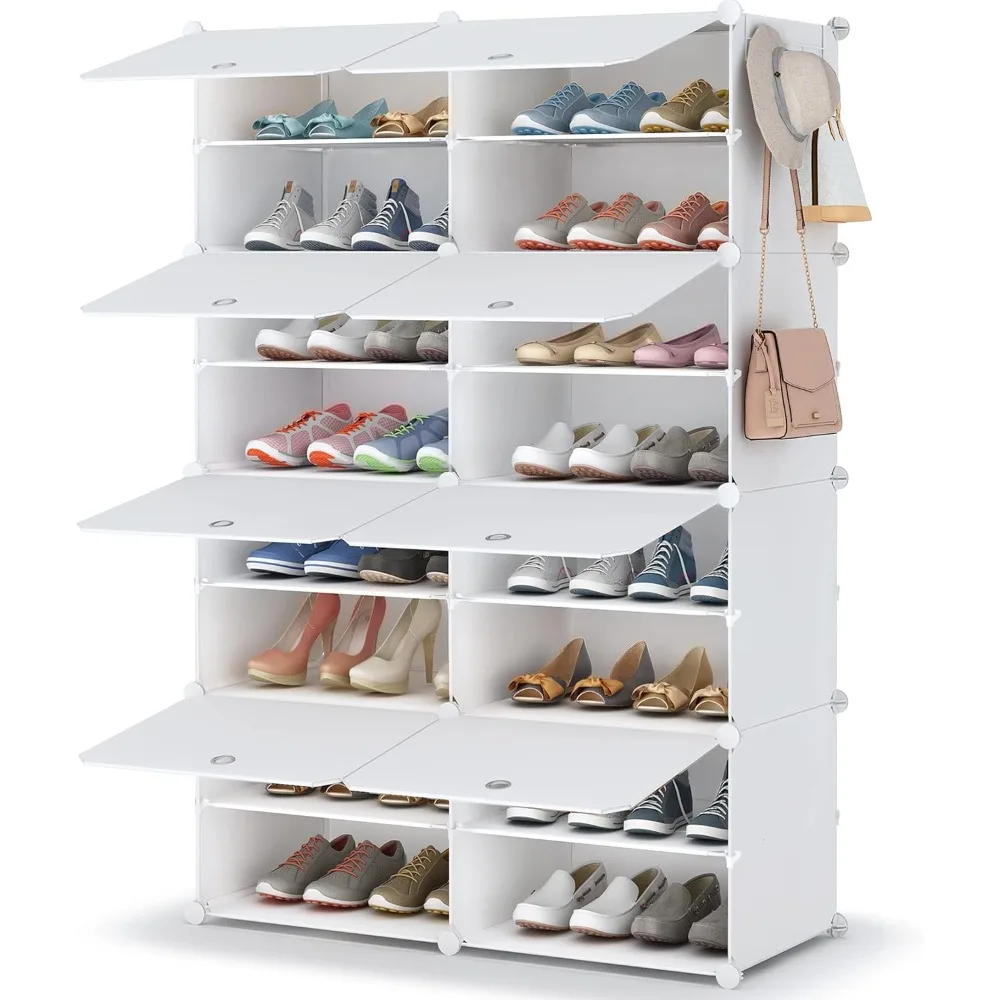 

Shoe Rack, 8 Tier Shoe Storage Cabinet 32 Pair Plastic Shoe Shelves Organizer for Closet Hallway Bedroom Entryway