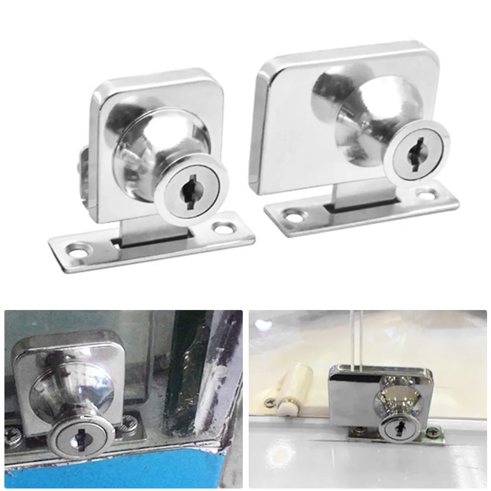 Showcase Lock Display Cabinet Sliding Glass Door Lock With Keys For 5-8mm Glass Wine Cabinet Lock Security Furniture Hardware