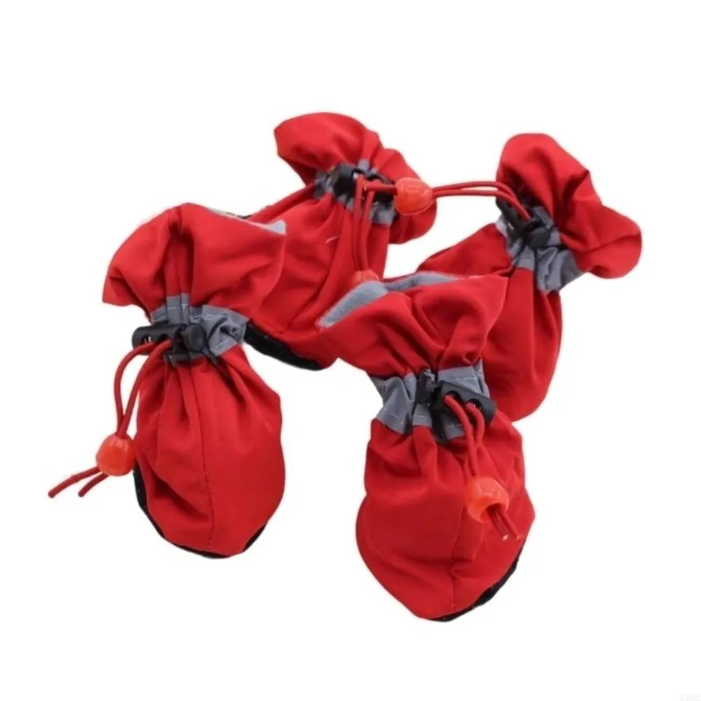 

4 шт. противоскользящая обувь для собак, водонепроницаемые регулируемые пинетки для собак на шнурке, не падающие светоотражающие полоски