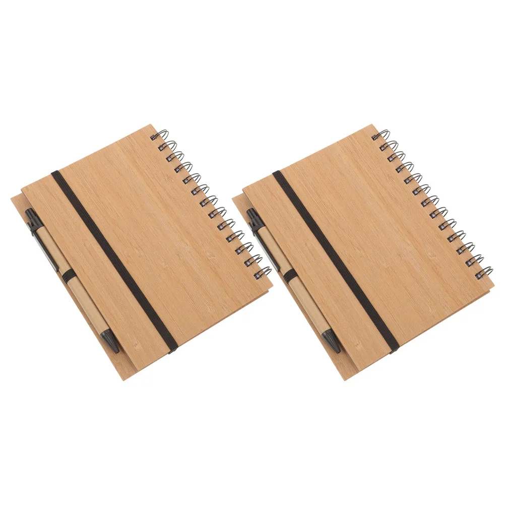 

Bamboo Notebook Compact Pads Multi-function Notepad Convenient Planner Small Spiral Notepads