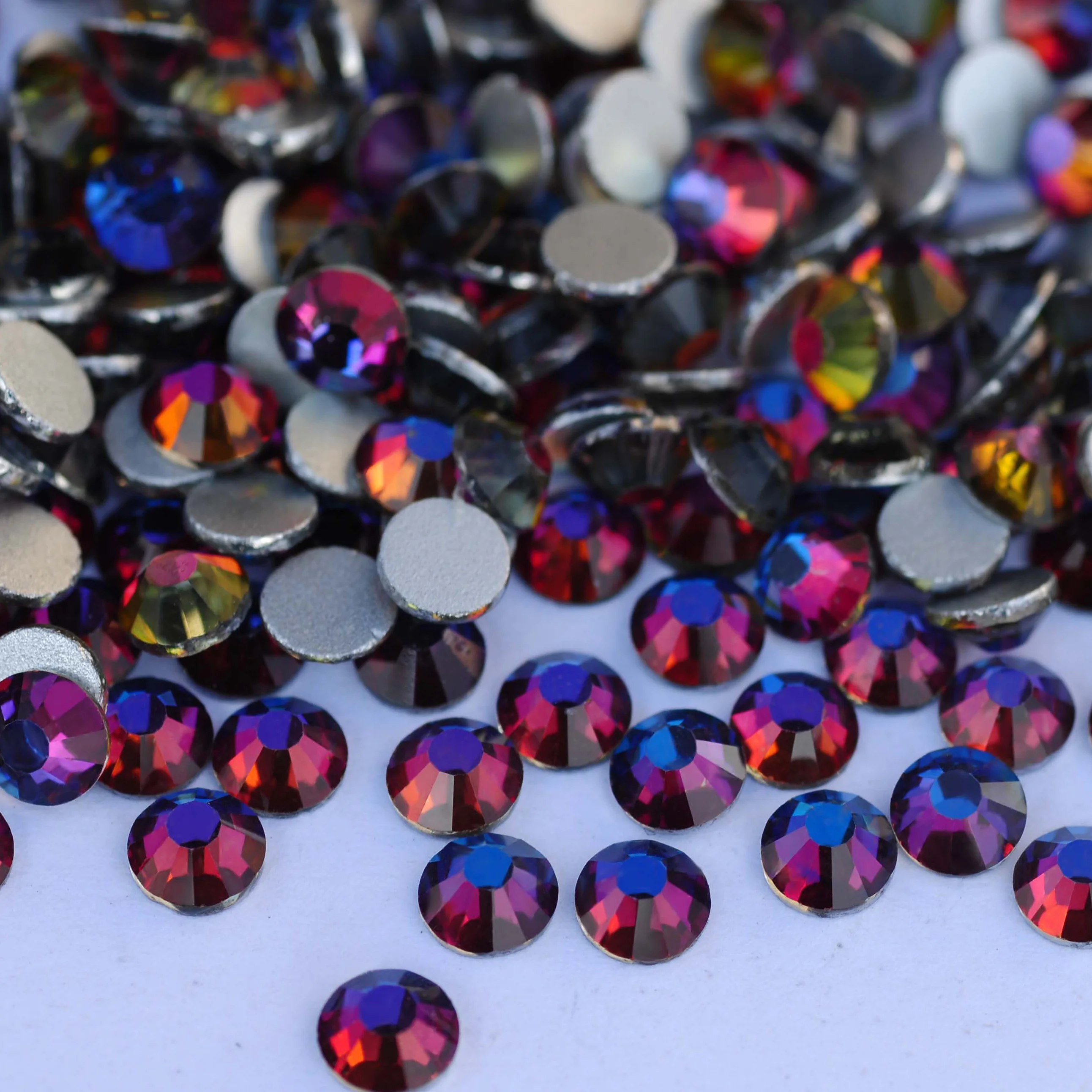 Bermuda Blue Strass Glass round Crystal Flatback Rhinestones Non Hotfix for DIY Nail Art Clothing Garment Decoration