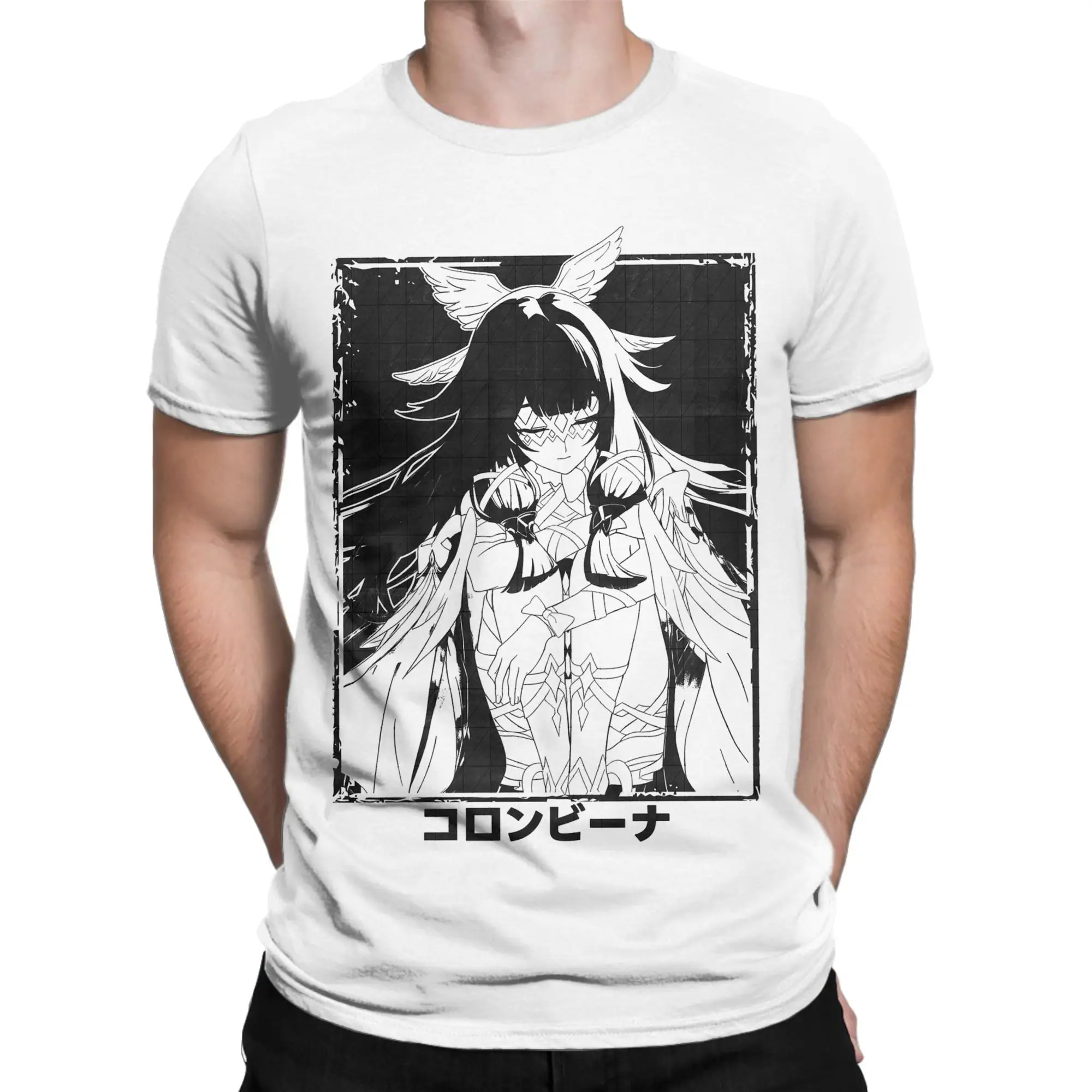 Moon Maiden Columbina Genshin Impact T Shirt Men Pure Cotton Cool T-Shirt Round Collar  Tees Short Sleeve Tops 4XL 5XL