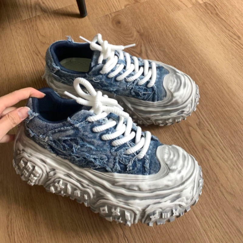 Popular Designer Men Platform Casual Shoes Fashion Chunky Sneakers Men Breathable Low-top Canvas Trainers Young Man Sport Shoes