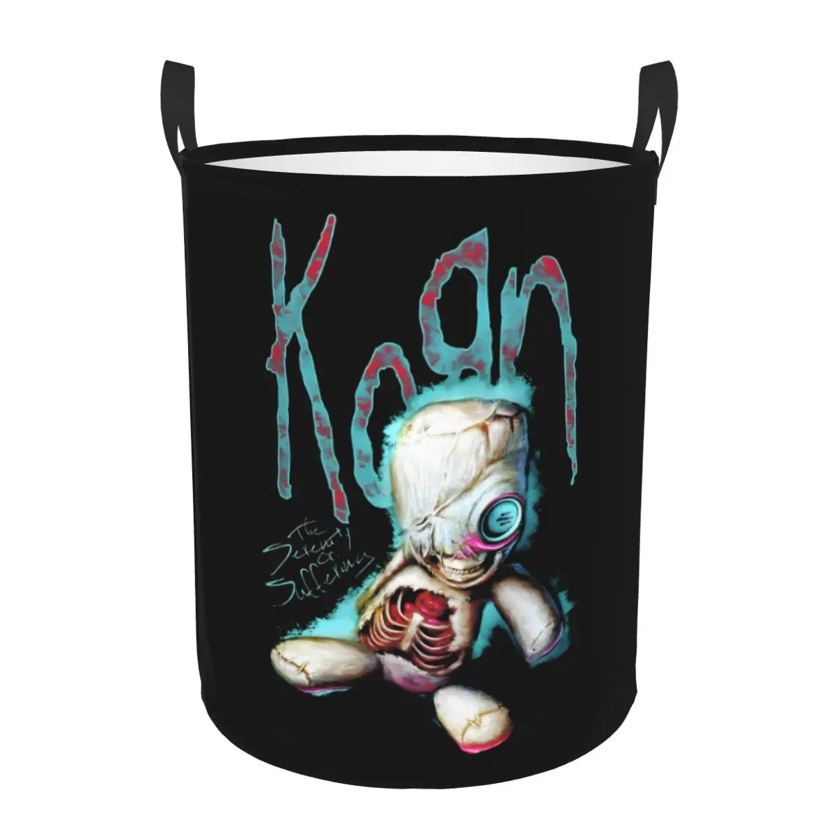 Custom Korns Heavy Metal Music Hard Rock Roll Laundry Basket Collapsible Band Clothes Hamper for Nursery Kids Toys Storage Bag