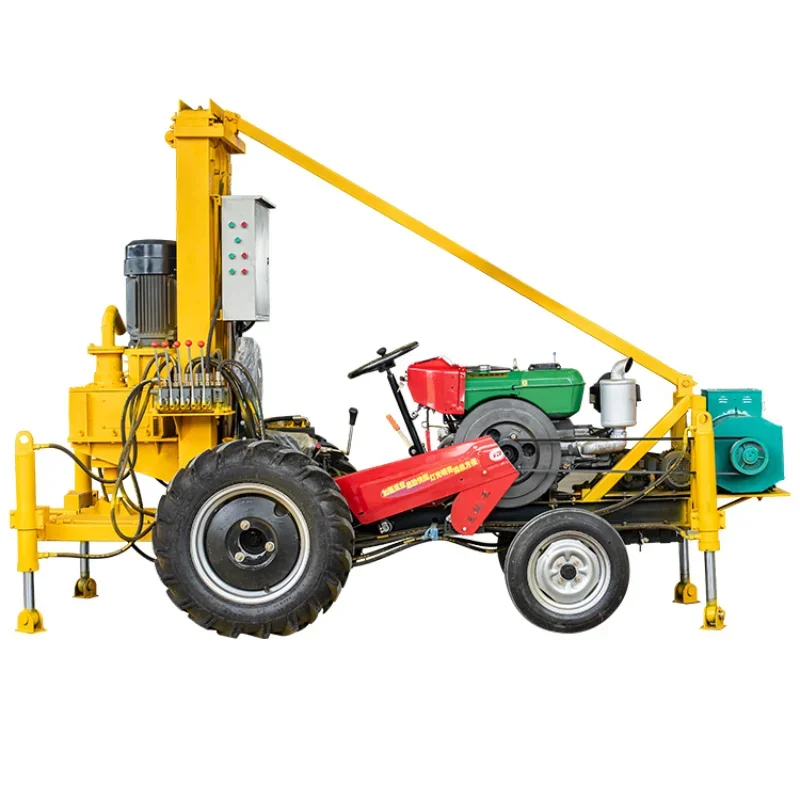 100 Meter Hydraulic Portable Diesel Engine Track-type Water Well Drilling Rig Tractor Mounted Water Well Drilling Rig Machine