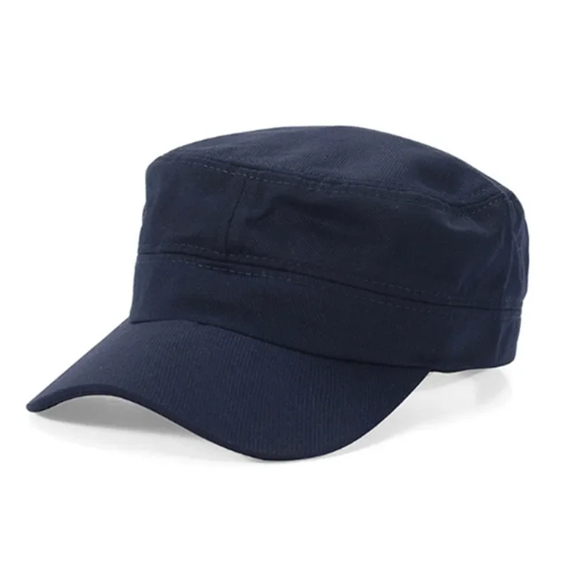 Unisex Vintage Einfarbige Flache Militärmütze in Fünf Farben Erhältlich, Atmungsaktive Sommer-Outdoor-Militärmütze, Flache Schlichte Mütze – Detail 33