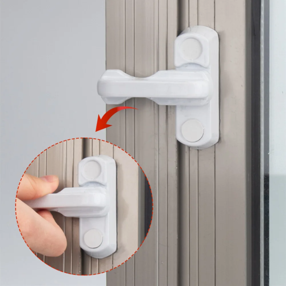 Plastic+Stainless Steel T-lock Window Door Sash Lock Safety Lever Handle Sweep Latch Child Safe Security Hardware Accessories