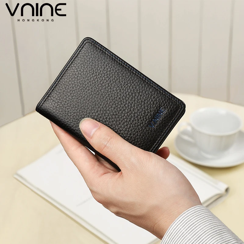 VNINE-cartera para documentos de piel de vaca para hombre, bolso para tarjetas de licencia de conducir, Clip de cuero suave y resistente al desgaste