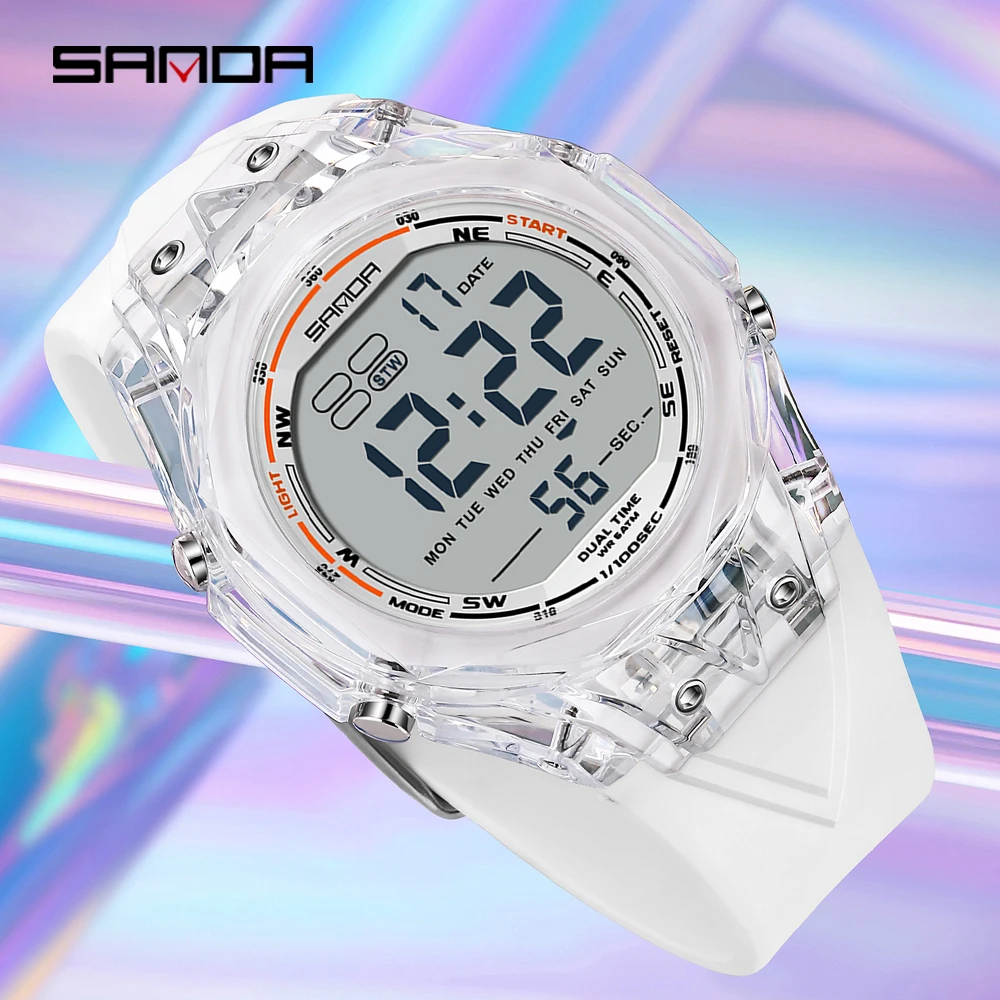 

2025 SANDA 6289, модные студенческие электронные часы, многофункциональные спортивные водонепроницаемые светодиодные будильники, мужские цифровые часы с таймером