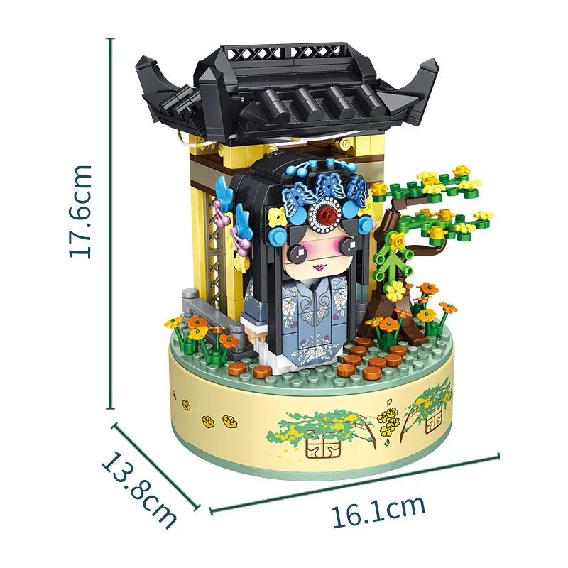 

Творческая музыкальная шкатулка, блок Китайской драмы, актеры, фигурки, сценический Строительный набор, модель, строительный кирпич, развивающие игрушки со стрелками