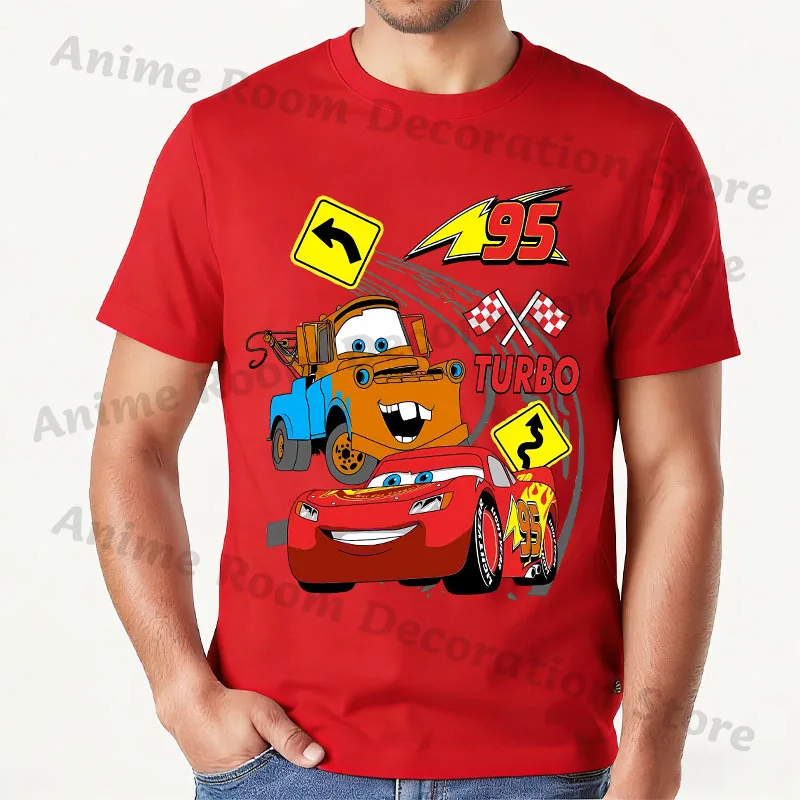 Lightning Mcqueen Red Hip Hop T-shirt for Men Women Anime Cartoon Fashion Short-sleeved Top Couple Summer Sports T-shirts Gifts - view 2